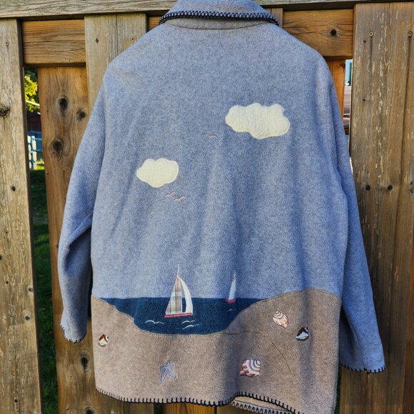 VINTAGE NORTHERN REFLECTIONS Jacket Women's Size Medium Nautical Sailboat Button - Picture 4 of 6